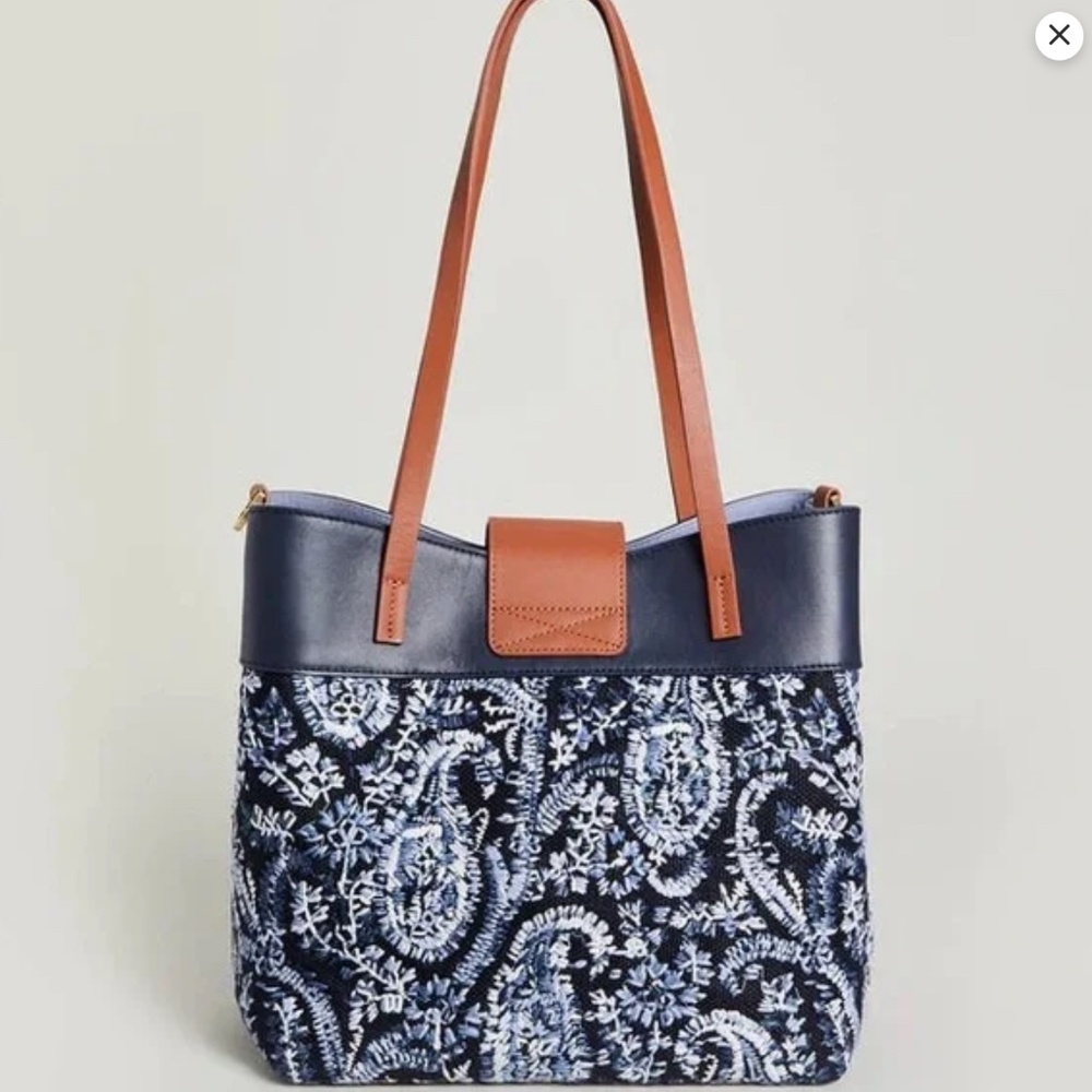 Spartina 449 Olivia Tote Marsh Boardwalk Tote NWT NEW Leather and Embroidered - Picture 2 of 11